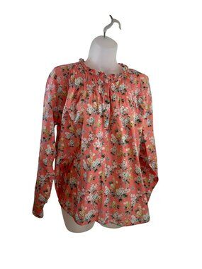 J.Crew Peach Floral Ruffle Liberty London Print Popover Size 14